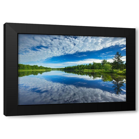 Canada-Quebec-Latulipe Cloud reflection on Riviere Fraser Black Modern Wood Framed Art Print with Double Matting by Jaynes Gallery