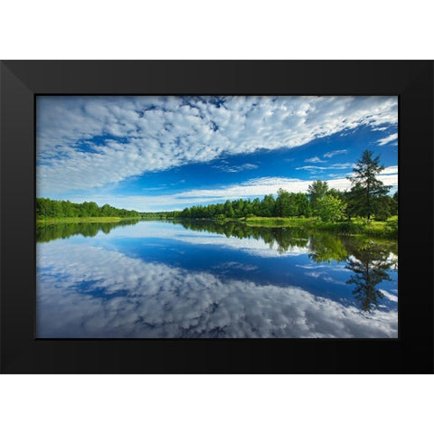 Canada-Quebec-Latulipe Cloud reflection on Riviere Fraser Black Modern Wood Framed Art Print by Jaynes Gallery