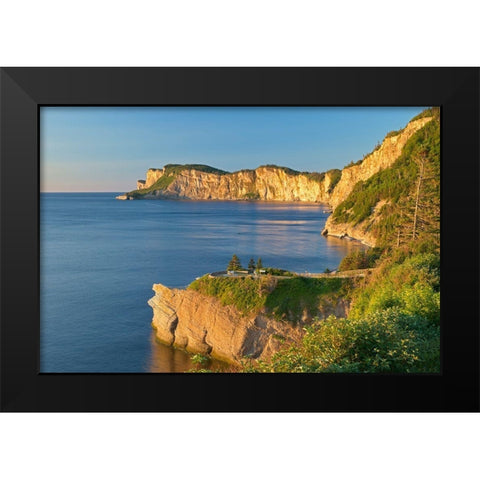 Canada-Quebec-Forillon National Park Limestone cliffs along bay Black Modern Wood Framed Art Print by Jaynes Gallery