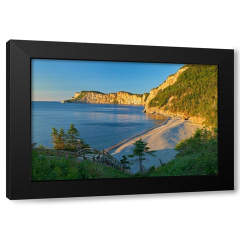 Canada-Quebec-Forillon National Park Limestone cliffs along bay Black Modern Wood Framed Art Print with Double Matting by Jaynes Gallery