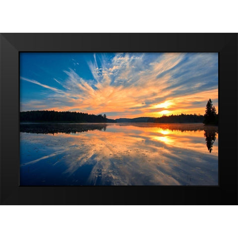 Canada-Quebec-La Mauricie National Park Reflection of clouds in Lac du Fou at sunrise Black Modern Wood Framed Art Print by Jaynes Gallery