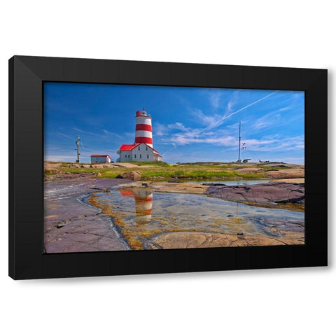 Canada-Quebec Pointe-des-Monts lighthouse along Gulf of St Lawrence Black Modern Wood Framed Art Print by Jaynes Gallery