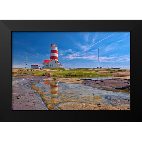 Canada-Quebec Pointe-des-Monts lighthouse along Gulf of St Lawrence Black Modern Wood Framed Art Print by Jaynes Gallery