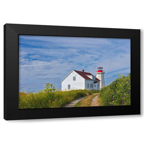 Canada-Quebec-Mingan Archipelago National Park Reserve Lighthouse on I^le aux Perroquets Black Modern Wood Framed Art Print with Double Matting by Jaynes Gallery