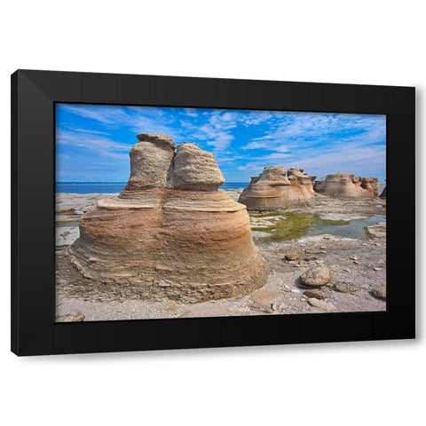 Canada-Quebec-Mingan Archipelago National Park Reserve Eroded rock formations Black Modern Wood Framed Art Print by Jaynes Gallery