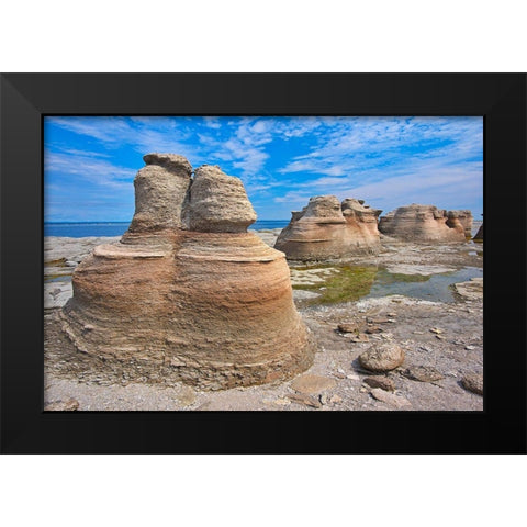 Canada-Quebec-Mingan Archipelago National Park Reserve Eroded rock formations Black Modern Wood Framed Art Print by Jaynes Gallery