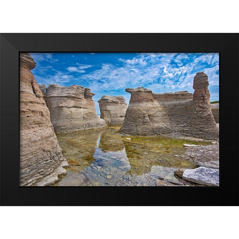 Canada-Quebec-Mingan Archipelago National Park Reserve Eroded rock formations Black Modern Wood Framed Art Print by Jaynes Gallery