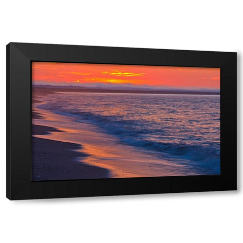 Canada-Quebec-Longue-Pointe-de-Mingan Sunrise along shoreline of Gulf of St Lawrence Black Modern Wood Framed Art Print with Double Matting by Jaynes Gallery