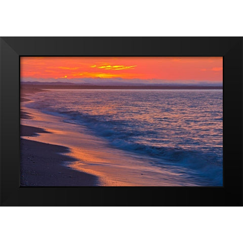 Canada-Quebec-Longue-Pointe-de-Mingan Sunrise along shoreline of Gulf of St Lawrence Black Modern Wood Framed Art Print by Jaynes Gallery