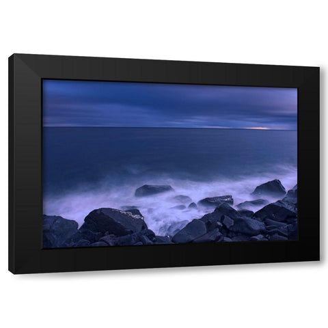 Canada-Quebec-Ruisseau Castor Waves crashing along the shoreline along the Gulf of St Lawrence Black Modern Wood Framed Art Print with Double Matting by Jaynes Gallery