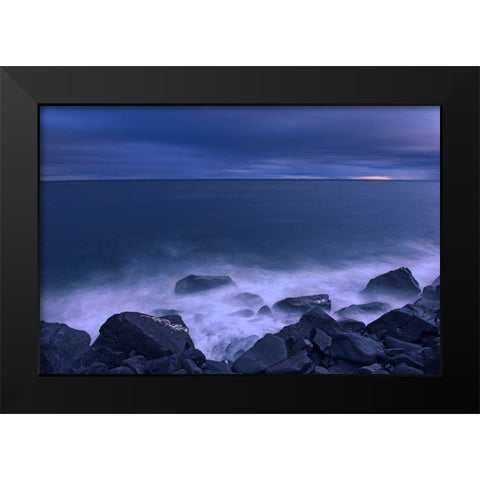 Canada-Quebec-Ruisseau Castor Waves crashing along the shoreline along the Gulf of St Lawrence Black Modern Wood Framed Art Print by Jaynes Gallery