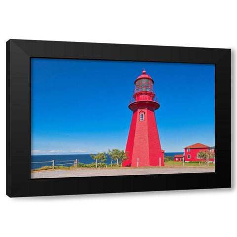 Canada-Quebec-La Martre Lighthouse on the shore of St Lawrence River Black Modern Wood Framed Art Print by Jaynes Gallery