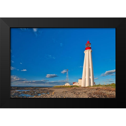 Canada-Quebec-Pointe-Au-Pere Lighthouse on shore of St Lawrence River Black Modern Wood Framed Art Print by Jaynes Gallery