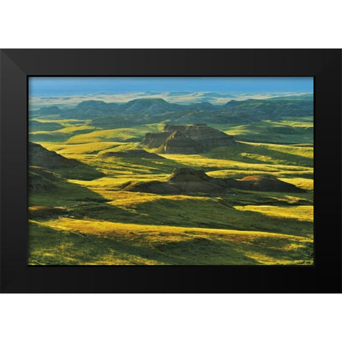 Canada, Grasslands NP Killdeer Badlands, sunset Black Modern Wood Framed Art Print by Grandmaison, Mike