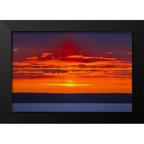 Canada, Prince Albert Sunset over Waskasiuw Lake Black Modern Wood Framed Art Print by Grandmaison, Mike
