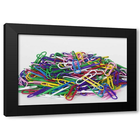 Pile of colored paper clips Black Modern Wood Framed Art Print by Flaherty, Dennis