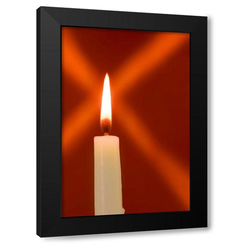 Burning candle with star burst on red background Black Modern Wood Framed Art Print with Double Matting by Kaveney, Wendy