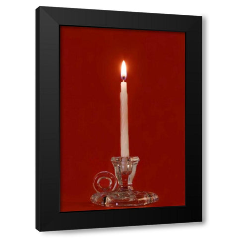 Burning candle in a glass candle holder Black Modern Wood Framed Art Print by Kaveney, Wendy