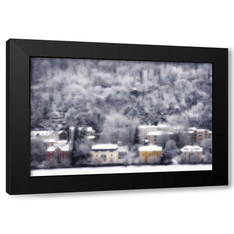 Austria, Salzburg Residences and snowy trees Black Modern Wood Framed Art Print by Young, Bill