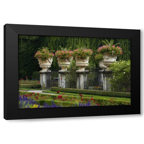 Austria, Salzburg Flower pots at Mirabell Palace Black Modern Wood Framed Art Print with Double Matting by Flaherty, Dennis