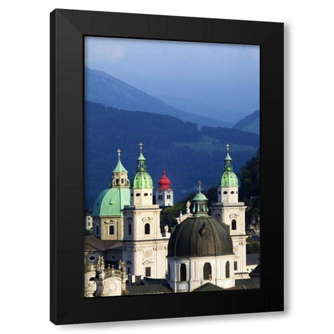 Austria, Salzburg Tower domes in city scenic Black Modern Wood Framed Art Print by Flaherty, Dennis