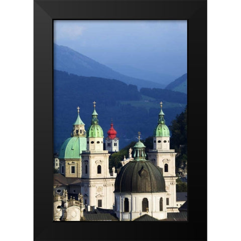 Austria, Salzburg Tower domes in city scenic Black Modern Wood Framed Art Print by Flaherty, Dennis