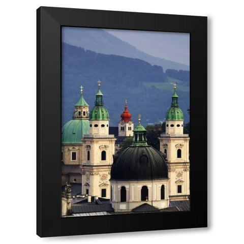 Austria, Salzburg Tower domes in city scenic Black Modern Wood Framed Art Print by Flaherty, Dennis