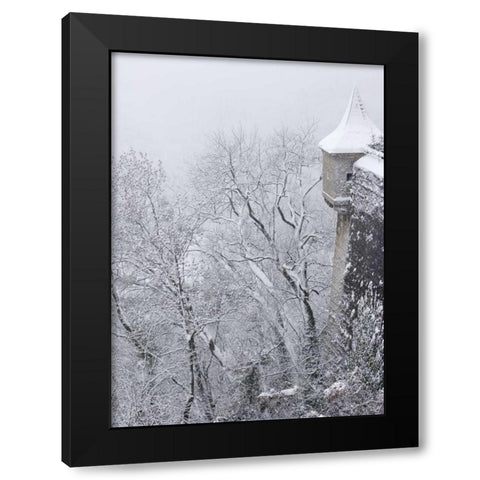 Austria, Salzburg Salzburg Castle wall in winter Black Modern Wood Framed Art Print by Young, Bill