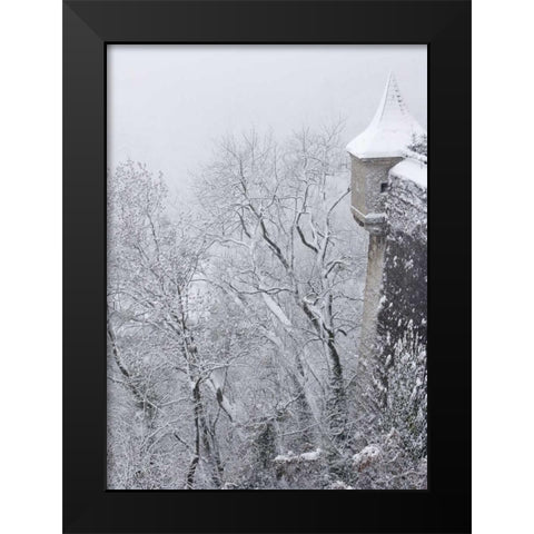 Austria, Salzburg Salzburg Castle wall in winter Black Modern Wood Framed Art Print by Young, Bill
