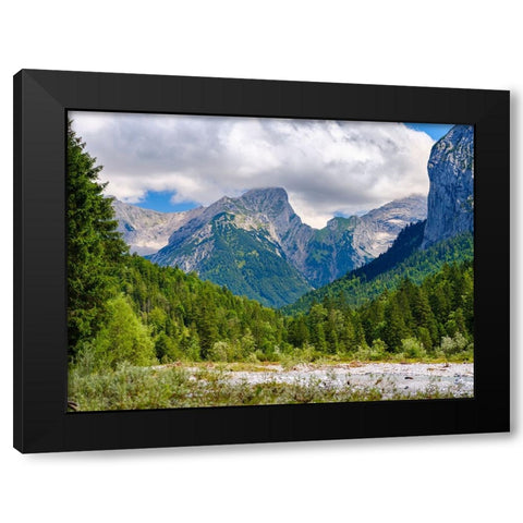 Karwendel Mountains near Eng Alpe in the valley of Rissbach Creek in Tyrol- Austria Black Modern Wood Framed Art Print by Zwick, Martin