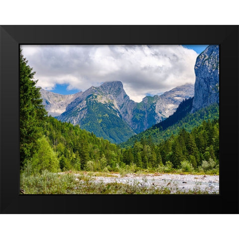 Karwendel Mountains near Eng Alpe in the valley of Rissbach Creek in Tyrol- Austria Black Modern Wood Framed Art Print by Zwick, Martin