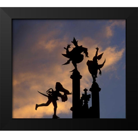Belgium, Ghent Silhouette of stone figures Black Modern Wood Framed Art Print by Young, Bill