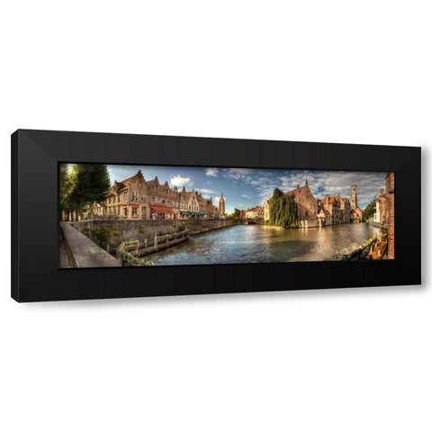 Main canal in Bruges-Belgium Black Modern Wood Framed Art Print by Steve Mohlenkamp