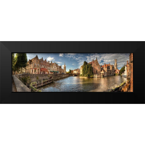 Main canal in Bruges-Belgium Black Modern Wood Framed Art Print by Steve Mohlenkamp