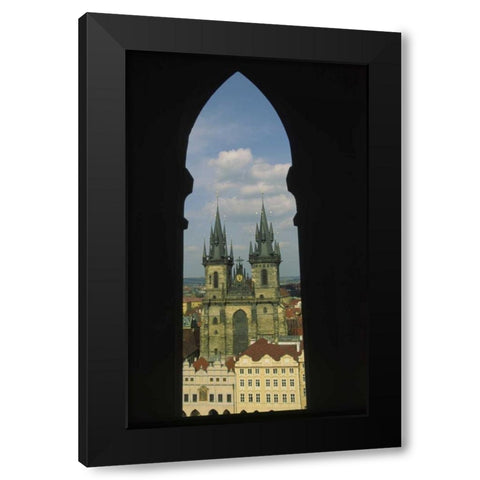 Czech Republic, Prague, Tyn Church in Town Square Black Modern Wood Framed Art Print by Satushek, Steve