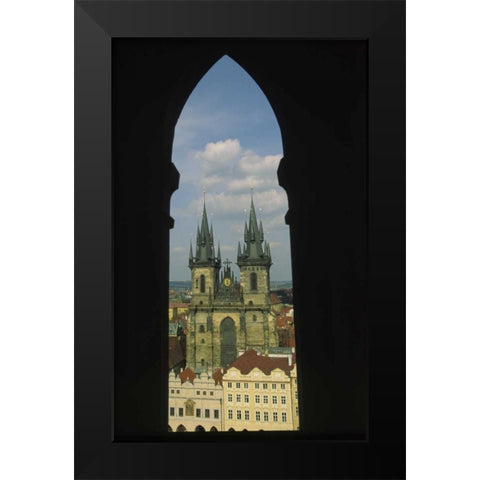 Czech Republic, Prague, Tyn Church in Town Square Black Modern Wood Framed Art Print by Satushek, Steve