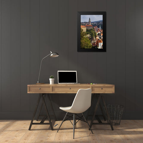 Czech Republic Cesky Krumlov Castle in townscape Black Modern Wood Framed Art Print by Flaherty, Dennis