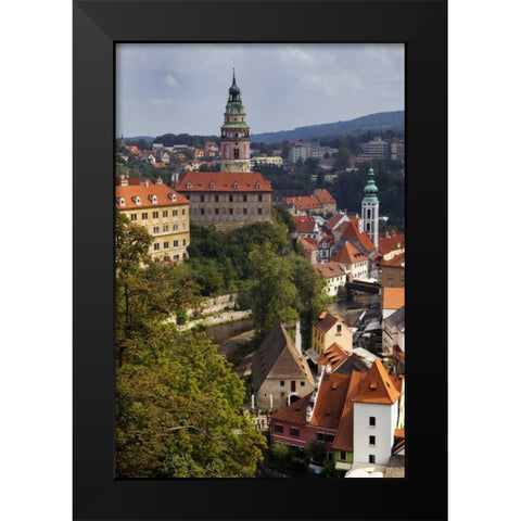 Czech Republic Cesky Krumlov Castle in townscape Black Modern Wood Framed Art Print by Flaherty, Dennis