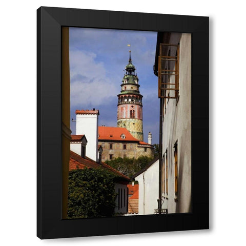 Czech Republic, Cesky Krumlov and Chateau tower Black Modern Wood Framed Art Print with Double Matting by Flaherty, Dennis