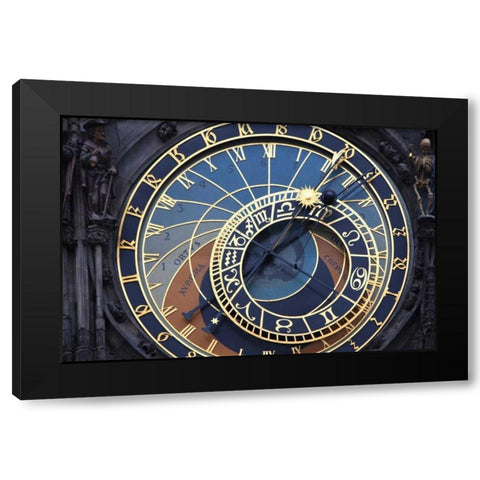 Czech Republic, Prague Astronomical clock Black Modern Wood Framed Art Print by Flaherty, Dennis