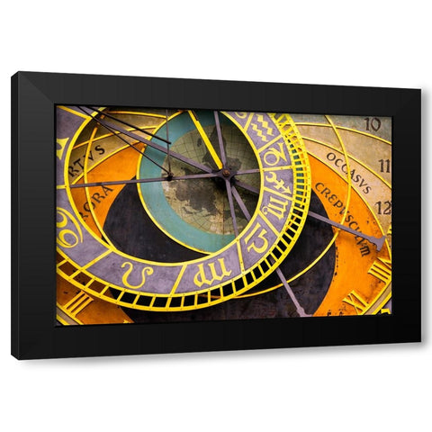Europe-Czech Republic-Prague-Astronomical clock on Old Town Hall Black Modern Wood Framed Art Print with Double Matting by Jaynes Gallery