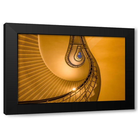 Europe-Czech Republic-Prague-Spiral staircase in House of the Black Madonna Black Modern Wood Framed Art Print by Jaynes Gallery