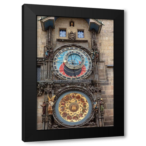 Astronomical Clock Tower in Prague-Czech Republic Black Modern Wood Framed Art Print by Haney, Chuck