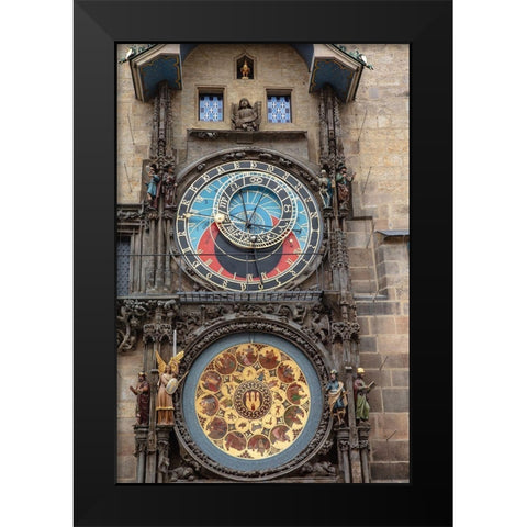 Astronomical Clock Tower in Prague-Czech Republic Black Modern Wood Framed Art Print by Haney, Chuck