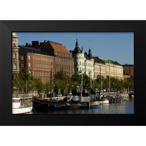 Finland Overview of Helsinki from harbor Black Modern Wood Framed Art Print by Ross, Nancy ,  Steve