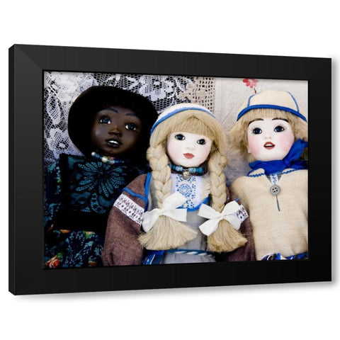 Finland, Helsinki Dolls at an outdoor market Black Modern Wood Framed Art Print with Double Matting by Ross, Nancy ,  Steve