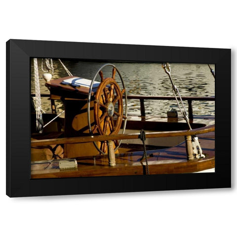 Finland, Helsinki Detail of sailboats helm Black Modern Wood Framed Art Print with Double Matting by Ross, Nancy ,  Steve