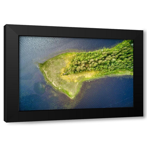 Finlandia-Savonlinna-aerial view-peninsula in a lake Black Modern Wood Framed Art Print with Double Matting by Molinari, Michele