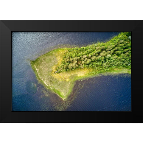Finlandia-Savonlinna-aerial view-peninsula in a lake Black Modern Wood Framed Art Print by Molinari, Michele