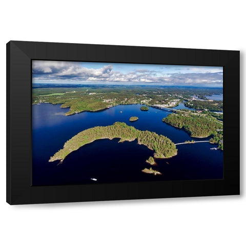 Finlandia-Savonlinna-aerial view of the city of Savonlinna Black Modern Wood Framed Art Print by Molinari, Michele